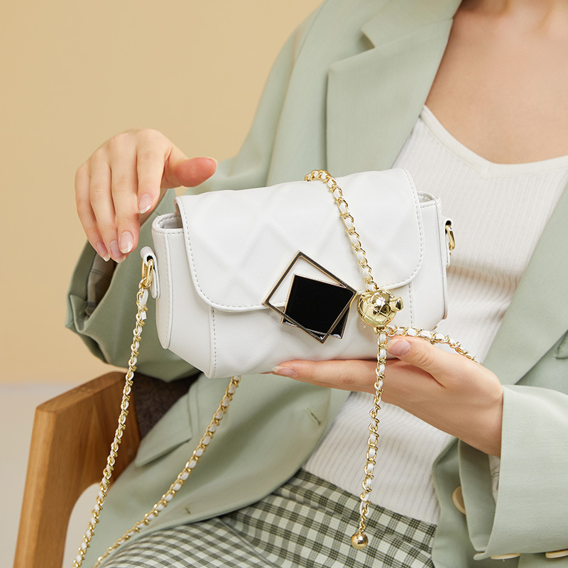 Cowhide Handbags Shoulder Messenger Small Golden Ball Bag - Image 5