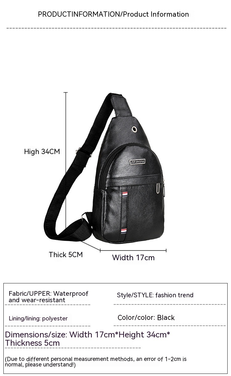 Outdoor Bag PU Backpack Chest Crossbody Men - Image 4