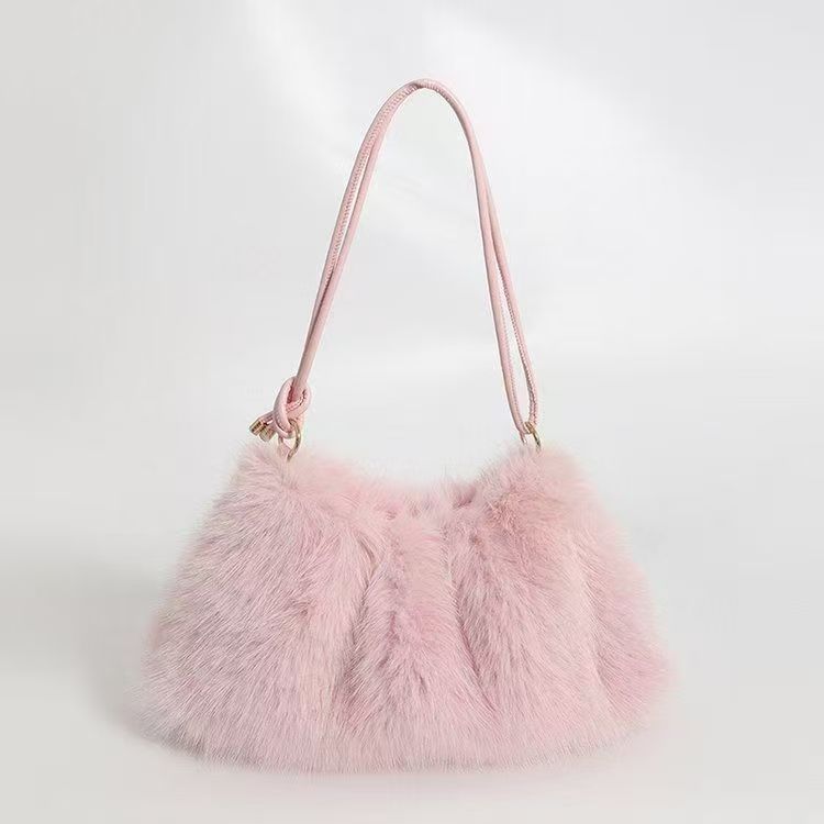 Plush Bag Women's Fashion Casual Portable Underarm Bag - Image 5
